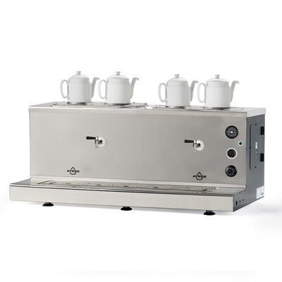 Ateşe Sümela Analog Çay Kazanı, 4 Demlik, Gaz+Elektrikli, Inox