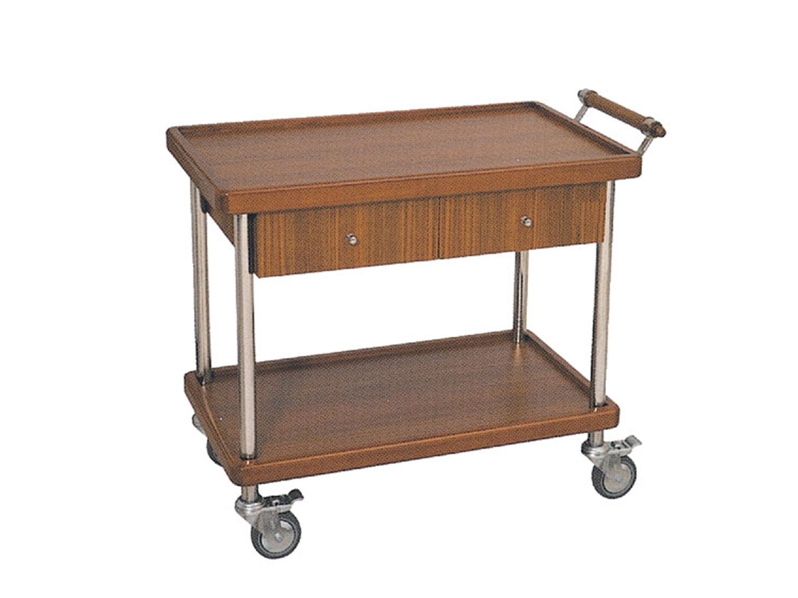 EM 126 Wooden Service Trolley with Metal Legs