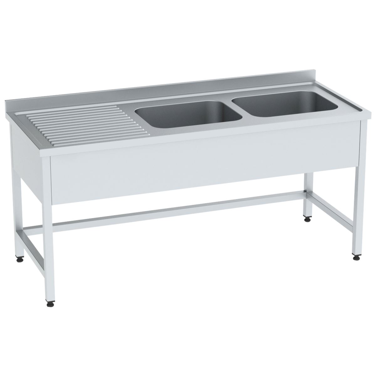 Work Table with Double Sink without Bottom Shelf