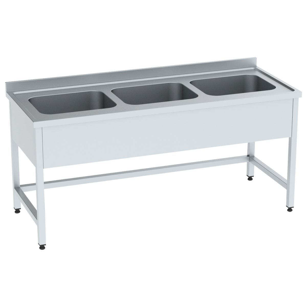 Work Table with Triple Sink without Bottom Shelf