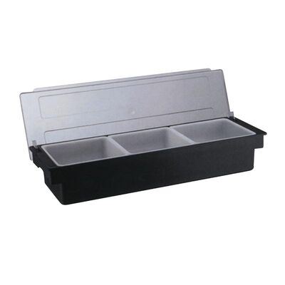Biradli Bar Container, 3 Pieces, With Lid, Polycarbonate, 50x16x9 cm, Black