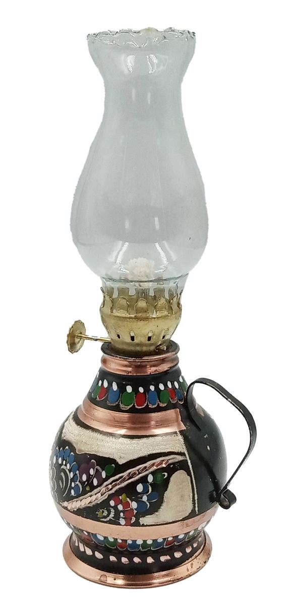 ANK.SGL Bakır İşlemeli Siyah Gaz Lambası