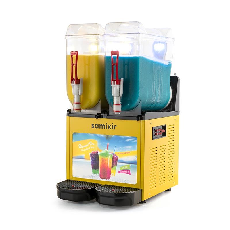 Samixir Allure Twin Ice Slush Granita and Cold Fruit Juice Dispenser, 12+12 Lt