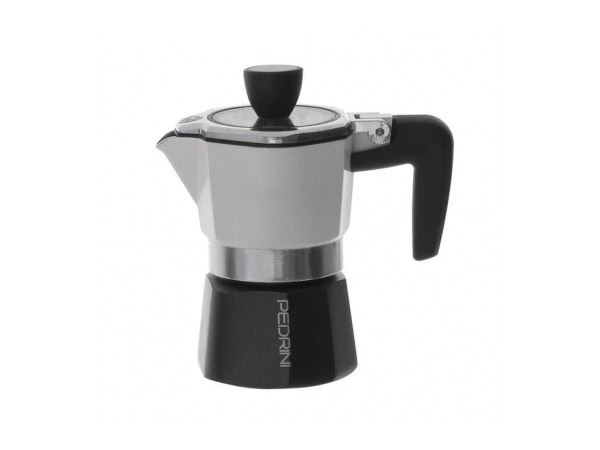 PEDRINI MOKA POT 3 CUPS BLACK WHITE WITH TRANSPARENT LID