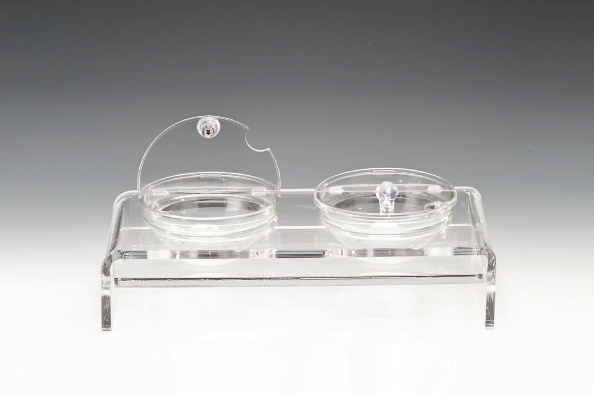 Display Stand With Polycarbonate Lid And Glass Bowl