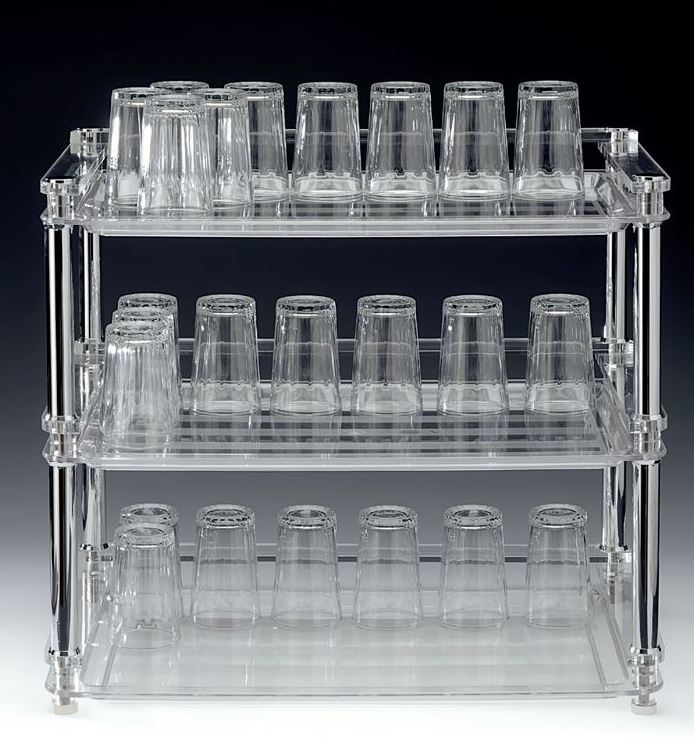 Display Glass Stand With Polycarbonate Tray