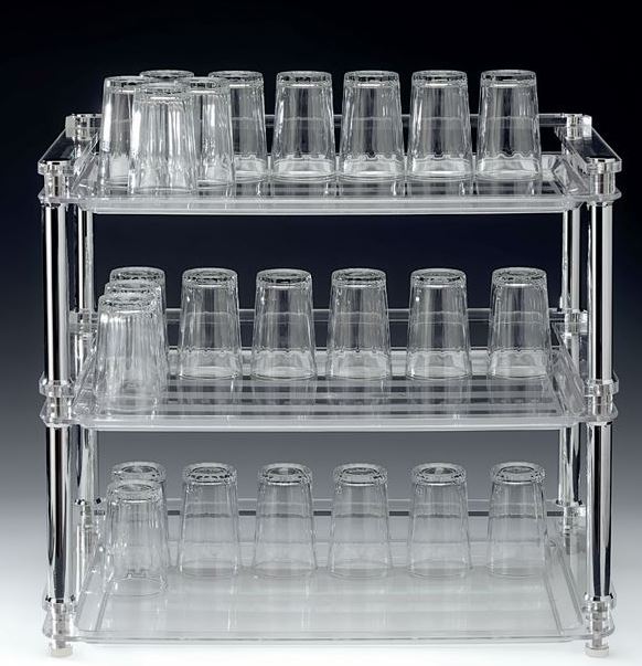 Display Glass Stand With Polycarbonate Tray