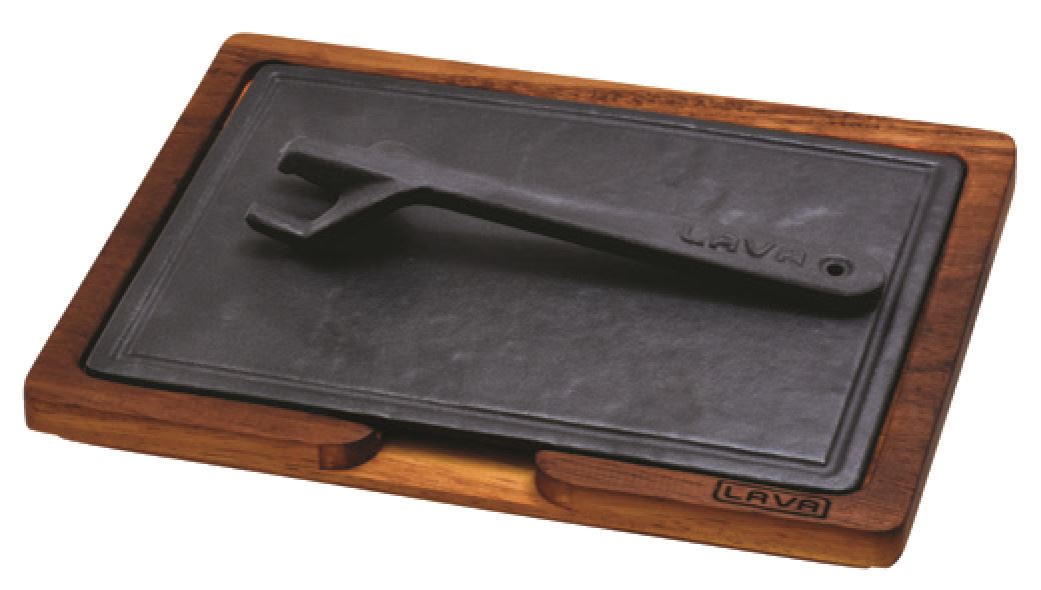 IROKO WOODEN PLATTER & CAST IRON HOT PLATE