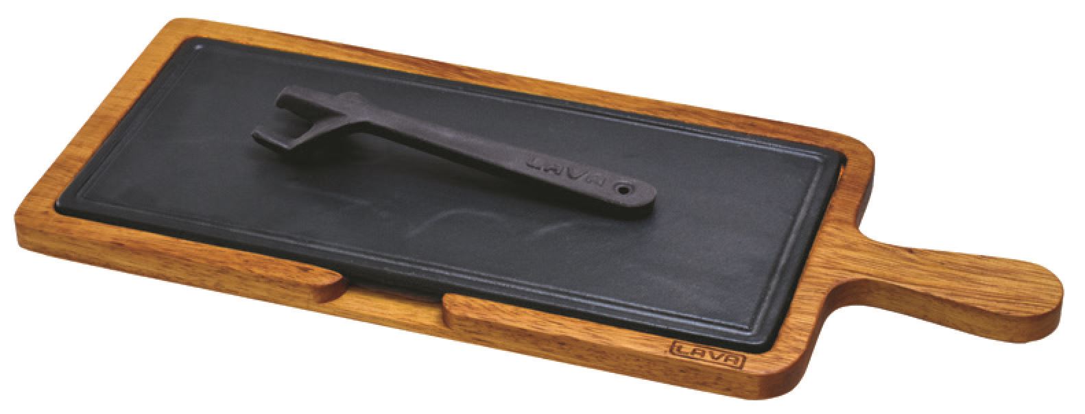 IROKO WOODEN PLATTER & CAST IRON HOT PLATE