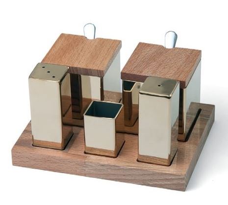 5 Pcs Square Salt-Spice Shaker Set (Gold)
