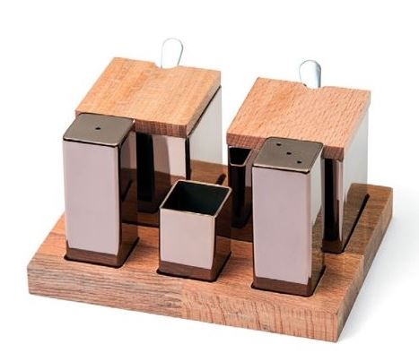 5 Pcs Square Salt-Spice Shaker Set (Copper Colored)