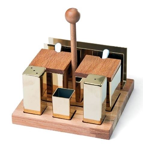 Sestet Square Salt Spice Shaker Set (Gold)