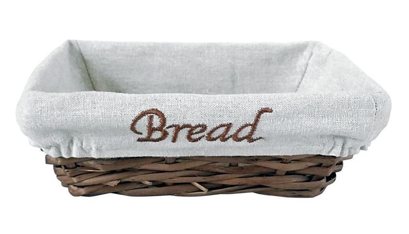 Natural Wicker Bread Basket With Fabric (Rectangle)
