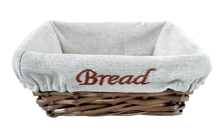 Natural Wicker Bread Basket With Fabric (Square)