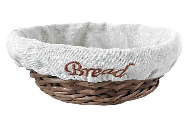 Natural Wicker Bread Basket With Fabric (Round)