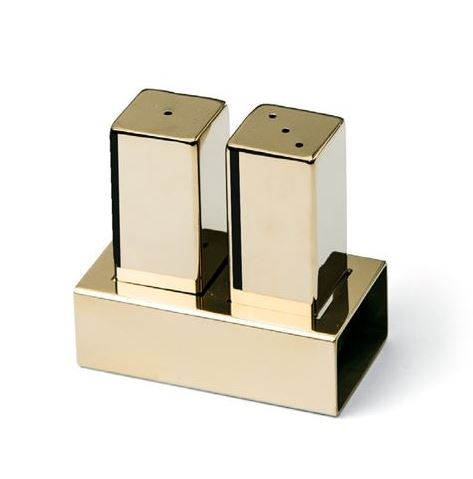 Double Square Salt Shaker Set (Gold)