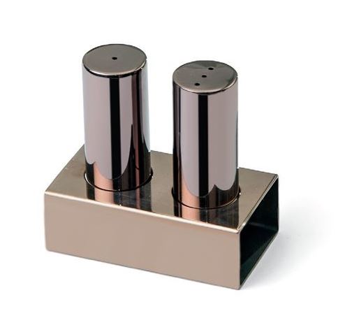 Double Round Thin Salt Shaker Set (Copper Colored)