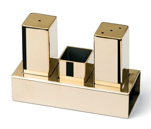 Triple Square Salt Shaker Set (Gold)
