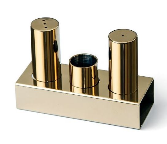 Triple Round Thin Salt Shaker Set (Gold)