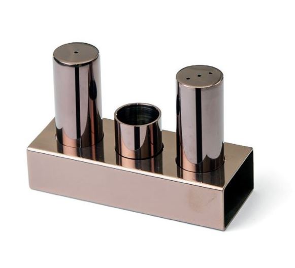Triple Round Thin Salt Shaker Set (Copper Colored)