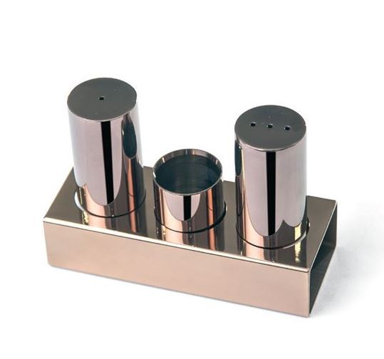 Triple Round Thick Salt Shaker Set (Copper Colored)
