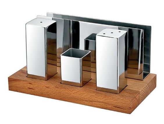 4'lü Square Salt Shaker - Napkin Holder Set (Mat-Glossy)