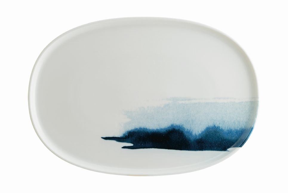 Blue Wave Porcelain Plain Plate 34 cm